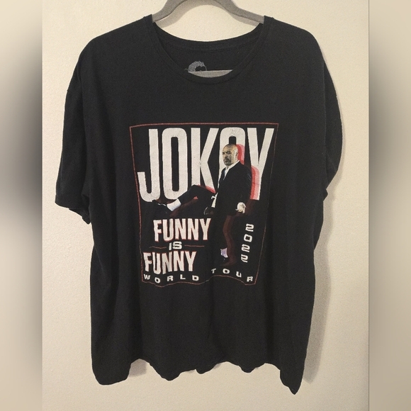 jo koy Other - JO KOY Black T Shirt Funny Is Funny 2022 World Tour 2 Sided Tee Mens Size XXLle